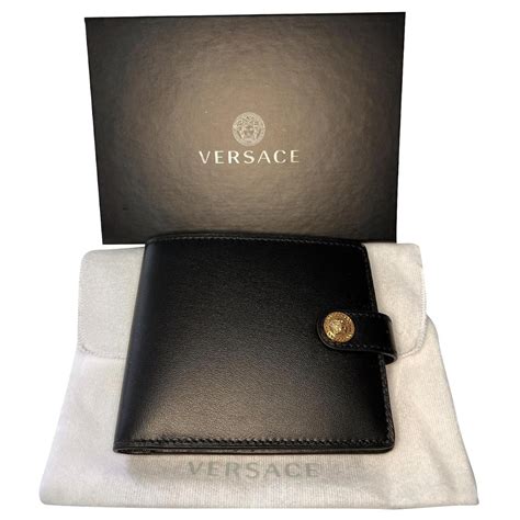 black leather versace parfums wallet worth|farfetch Versace wallet.